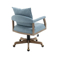 Computer Chair Home Office Chair,Adjustable Swivel Desk Chair with Wood Leg,Fabric Study Chair Task Chair for Living Room,Home Office,Light Blue