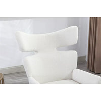 Rocking Accent Chair,Upholstered Glider Rocker Chair with Fabric Padded Seat and Solid Wood Base,High-Backrest Armchair Side Chair,Comfortable Nursery Chair for Living Room Bedroom Office,Beige