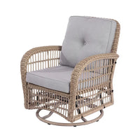 Single Outdoor Rattan Rocker Chair, 360 Degree Patio Swivel Glider Chair with Removable Cushion Cover, Outdoor Rocking Swivel Chair for Outside Deck Porch Garden, Slide Back and Forth