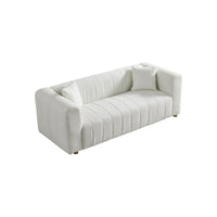 Loveseat Couch, 81.89" Velvet Large Modern Sofa with Gold Metal Legs, 3 Seater Upholstered Sofa Love Seats Furniture, Comfy Couches for Living Room Bedroom Apartment, Easy Cleaning, White