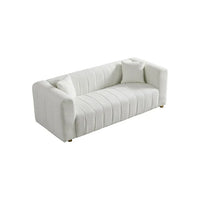Loveseat Couch, 81.89" Velvet Large Modern Sofa with Gold Metal Legs, 3 Seater Upholstered Sofa Love Seats Furniture, Comfy Couches for Living Room Bedroom Apartment, Easy Cleaning, White