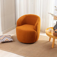 Swivel Barrel Chair, Accent Armchair with Padded Round Back & Seat Cushion, Teddy Fabric Upholstered Single Sofa Chair Club Chairs, for Nursery, Bedroom, Office