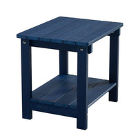 Adirondack Side Table, Double Outdoor Plastic Side Table, Poly Lumber End Table, Weather Resistant for Indoor, Patio, Pool, Porch, Backyard, Blue