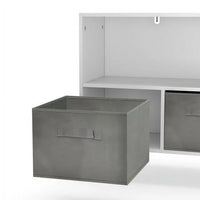 Toy Organizers, Kids Bookcase with Collapsible Fabric Storage Drawers, Wooden Toy Storage Cabinet with Pine Legs for Organizing Books Toys, Children's Room, Playroom, Nursery (Gray)