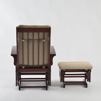 Glider Chair with Ottoman, Upholstered Rocking Chair with Ottoman, Cleanable Upholstered Glider & Nursing Ottoman with Solid Hardwood Base for Nursing Relaxing, Smooth Rocking Motion, Cherry Red