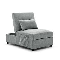 Ottoman Sofa Bed, 4 in 1 Multi-Function Folding Sleeper Couch Bed with Large Pockets and Pillow, Modern Convertible Chaise Lounge Chair with Adjustable Backrest for Living Room Small Apartment, Gray