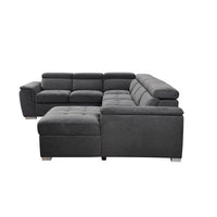 7-Seat Modern Fabric Sleeper Sectional Sofa Bed, U Shaped Oversized Sectional Sofa with Pull-Out Bed, Large Functional Couch, Suitable for Apartment, Living Room, Office, Guest Room, Dark Gray