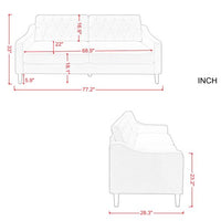 2 Seat Sofa Couch with Square Arms,Modern upholstered Fabric Tufted Polyester Loveseat Sofa with Removable Cushions and Solid Wood Legs, Suitable for Living Room Apartment Office(Beige)