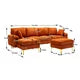 Convertible L-Shaped Sectional Sofa with Movable Ottoman, Upholstered Accent Sofa with 2 Pillows and Golden Metal Legs, Modular Sectional Couch Sets for Living Room Office Apartment, Orange