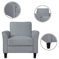 Accent Chair, Modern Linen Upholstered Armchair Club Chair with Double Thickened Cushions Pad and Sturdy Legs, Mid-Century Single Sofa Chair for Living Room, Bedroom, Dark Gray