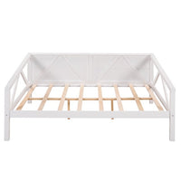Full Size Daybed, Wood Daybed Frame with 8 Slats Support Dual-use Sofa Bed Platform Bed Frame with Under Bed Storage for Bedroom Living Room No Box Spring Needed, Easy Assembly, White
