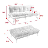 Convertible Futon Sofa Bed, Modern Convertible Chenille Sofa Bed, 71.6" Folding Loveseat Sofa Sleeper Sofa, Breathable Futon Couch Bed, with Adjustable Backrest, for Compact Small Spaces, Orange