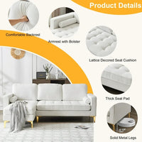 Convertible Modular Sectional Sofa,L-Shaperd Sofa Couch with Ottomans, Upholstered Corner Couch Three Seats Sofa with Storage for Living Room, Office,Spacious Space,White