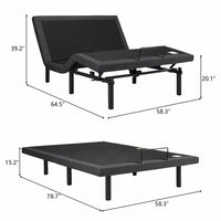 Queen Size Adjustable Bed Frame Full with Massage, Adjustable Bed Base with Dual USB Ports, Head and Foot Incline with Wireless Remote Control, Anti Snore