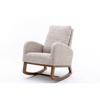 Modern Rocking Chair with Side Pocket, Upholstered Nursery Glider Rocker for Baby and Kids, High Back Accent Armchair for Living Room Bedroom Office, Hold up to 300lbs, Leopard Gray