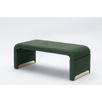 Boucle Fabric Ottoman, Rectangular End of Bed Stool Footstool with Metal Legs, Indoor Bedroom Bench for Entryway Living Room, Green