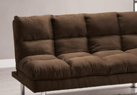 Triple Tree Contemporary Style Futon Sofa Bed Microfabric Converted Into Bed Wit Extra Leg Support Chrome Base Legs Dark Brown Finish
