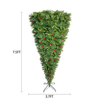 7.5ft Upside Down Christmas Tree, Xmas Tree with 1500 Branch Tips, 450 Warm White LED, Reinforced Metal Base, PVC Holiday Decoration Xmas Tree for Home, Store, Club, Cafe