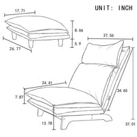 Foldable Single Sofa, Three Adjustment Functions Bedroom Sofa Chair, Lazy Sofa Balcony Leisure Chair, Leisure Reclining Chair for Living Room Bedroom and Dormitory, Blue