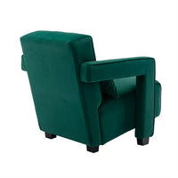 Open Back Armchair with Lumbar Pillow, Upholstered Comfy Single Barrel Chair, Velvet Modern Accent Chair, Living Room Chair Corner Chair for Small Place, Green