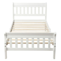Platform Bed Frame, Twin Bed Frame, Platform Bed with Headboard and Footboard, Wood Slat Support, Six Legs, No Box Spring Needed, White