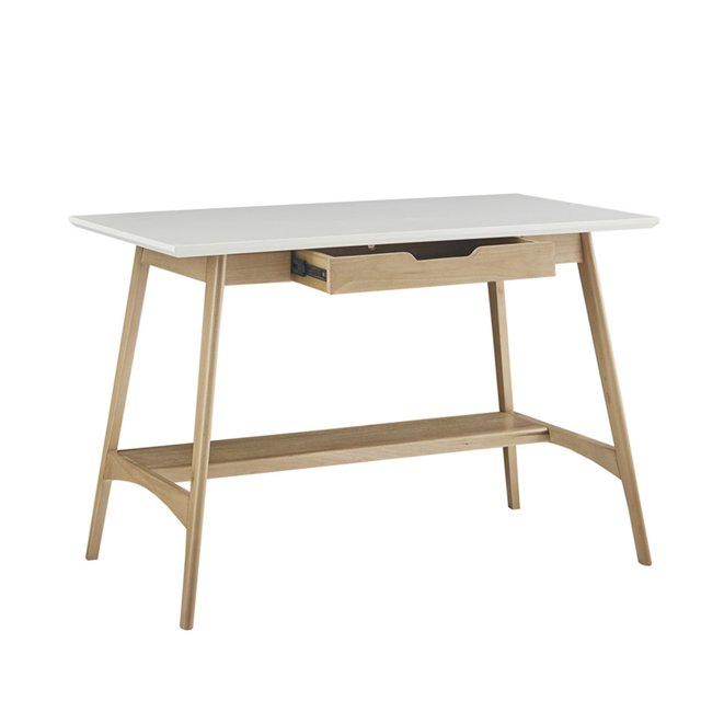 48inch Computer Desk, Wood Writing Desk with 1 Drawer and Shelf, Home Office Desk with Spacious Desktop, Natural