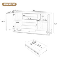 Storage Cabinet, 59" Sideboard Buffet Cabinet with 3 Drawers and 2 Doors, Modern Style Kitchen Cupboard Cabinet with Gold Metal Legs for Living Room Entryway, 59"L x 15.7"W x 31.5"H, White