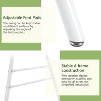 Hammock Chair Stand, Swing Stand with Hooks Fit for Most Hanging Chair, Ground Nails for Outdoor or Rubber Clamps for Indoor, Hanging Stand Only Max Load 550Ibs, Swing Chair not Include-White
