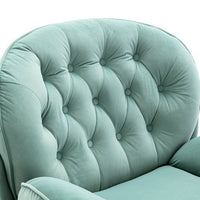 JINS & VICO Velvet Swivel Accent Chair,Modern Lounge Chair with Metal Base Frame & Footrest,Comfortable Single Leisure Sofa Chair Reading Chair with 360 Degree Swiveling for Living Room,Teal