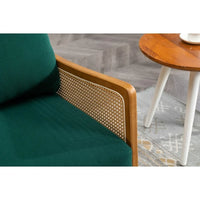Accent Chair, Mid-Century Modern Arm Chair with Solid Wood Armrests and Legs, Upholstered Velvet Lounge Chair with Thick Backrest and Seat Cushion for Living Room Bedroom Balcony Studio, Green
