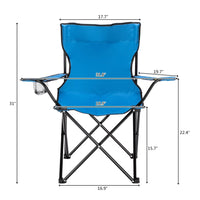 Camping Chair with Cup Holder & Carry Bag, Water-Resistant Quad Chair Supports up to 230lbs, Camping & Outdoor Use, Folding Chair & Lawn Chair, 32 *19*31in, Blue