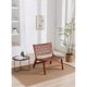 Accent Chairs for Living Room, Single Rattan Lounge Reading Chair with Solid Wood Frame, Mid Century Modern Wood Chairs, Rustic Side Chair with Cane Back for Bedroom Office, Pool Sun Chairs, Brown