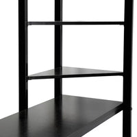 Full Size Metal Loft Bed with Desk and Shelves, High Loft Bed for Teen, Metal Bed Frame with 2 Built-in Ladders and Full-length Guardrail, Noise Free, No Box Spring Needed, 250LBS Weight Capacity