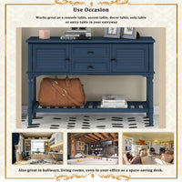 47'' Modern Console Table Sofa Table with 2 Drawers, 2 Cabinets and 1 Shelf, End Table Entryway Table for Entryway, Living Room, Hallway, Navy Blue