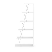Modern 5-Tier Bookshelf Wood Bookcase, Narrow Ladder Organizer Shelf Book Storage Shelf for Living Room, Home Office