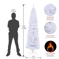 7.5ft Artificial Pencil Christmas Tree, Slim Christmas Tree with 1000 Branch Tips,Metal Hinges&Foldable Stand,Easy Assembly,Seasonal Holiday Decoration for Home, Office, Party Decoration