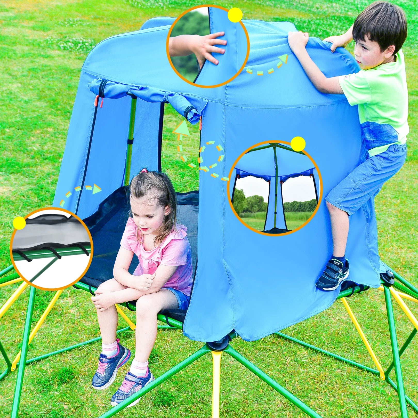10 ft Climbing Dome with Play Tent,Outdoor Jungle Gym Geometric,Playground Dome Climber Play Center for Kids,UV Resistant Steel Supporting 1000 LBS