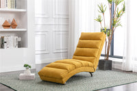 Electric Massage Chaise Lounge, Linen Indoor Lounger with Remote Control and Side Pocket, Ergonomic Indoor Royal Chair for Office, Living Room, Bedrooom, Mustard