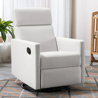 Gliding Recliner Rocker,360°Swivel Glider Modern Nursery Glider, Recliner Chair Upholstered Plush Seating Glider,Swivel Glider Nursery Chair Reclining Sofa Chair for Living Room,Beige