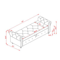 63" Storage Ottoman Bench, Button Tufted End of Bed Bench with Rolled Arms, Storage Bench with Solid Wood Legs, for Living Room, Bedroom, Entryway, Navy Blue