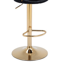 Bar Stools Set of 2, Velvet Swivel Adjustable Height Barstool with Low Back & Footrest for Home Bar Kitchen Island Chair with Golden Base, Black