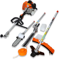 Multi-Functional Trimming Tool, 33CC 2-Cycle Garden Tool System with Gas Pole Saw, Hedge Trimmer, Grass Trimmer, Brush Cutter EPA Compliant Garden Combo for Lawn Care