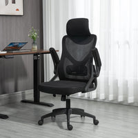 Ergonomic Office Chair, Desk Chair with Adjustable Height and Swivel Wheels, Home Mesh Computer Chair with Lumbar Support, Headrest and Armrest for Home, Study and Working, Black