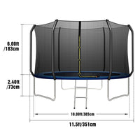 TRIPLETREE 10FT Trampoline with Safety Enclosure Net & Ladder, Suitable For Kids & Adults, 661LBS