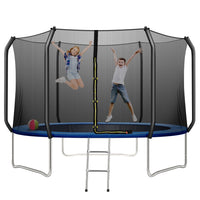 10FT Trampoline for Kids/Adult with Safe Enclosure Net, 660LBS Capacity for 3-4 Kids, Outdoor Fitness Trampoline with Waterproof Jump Mat and Ladder for Outdoor Garden Backyard Park Kindergarten