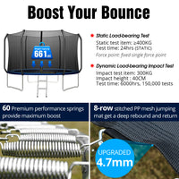 10FT Trampoline for Kids/Adult with Safe Enclosure Net, 660LBS Capacity for 3-4 Kids, Outdoor Fitness Trampoline with Waterproof Jump Mat and Ladder for Outdoor Garden Backyard Park Kindergarten