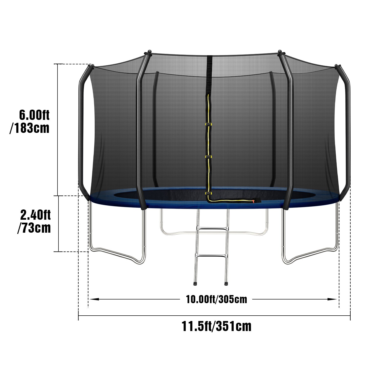 10FT Trampoline for Kids/Adult with Safe Enclosure Net, 660LBS Capacity for 3-4 Kids, Outdoor Fitness Trampoline with Waterproof Jump Mat and Ladder for Outdoor Garden Backyard Park Kindergarten