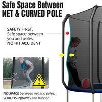 10FT Trampoline for Kids/Adult with Safe Enclosure Net, 660LBS Capacity for 3-4 Kids, Outdoor Fitness Trampoline with Waterproof Jump Mat and Ladder for Outdoor Garden Backyard Park Kindergarten