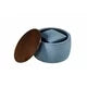 Round Ottoman Set with Storage, 2 in 1 Combination, Round Coffee Table Ottoman with Storage, Square Foot Rest Footstool for Living Room Bedroom Entryway Office, Blue