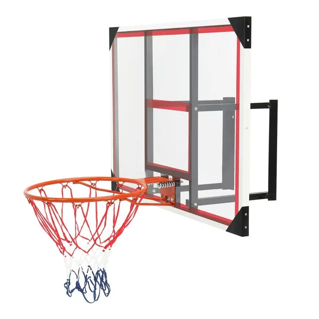 110*75 Wall Mounted Basketball Hoop, Backboard Hoops and Goal Rim Combo, Potable Shatterproof Polycarbonate Board with All-Steel Rustproof Frame for Outdoor, Indoor